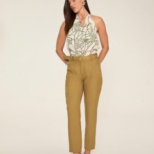 Calça Skinny Bolsos Traseiros Cinto