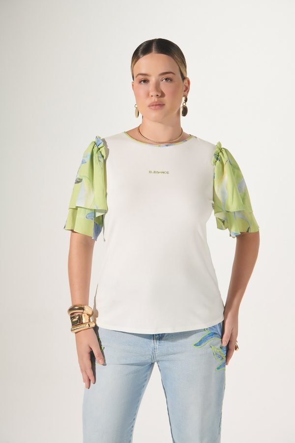 Tshirt com Mangas Rotativas em Babados - Image 2