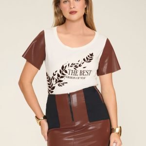 T-Shirt Mangas Material Sintético Estampa Frontal