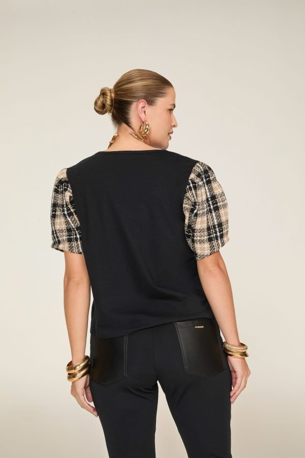 Tshirt com mangas em tweed - Image 3