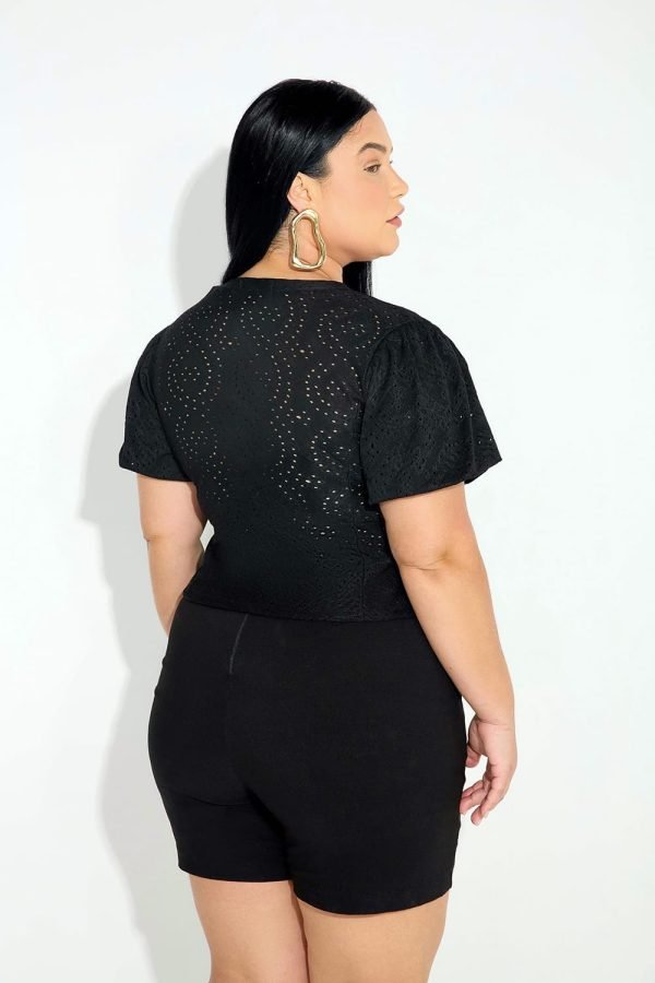 Blusa cropped com mangas bufantes - Image 2