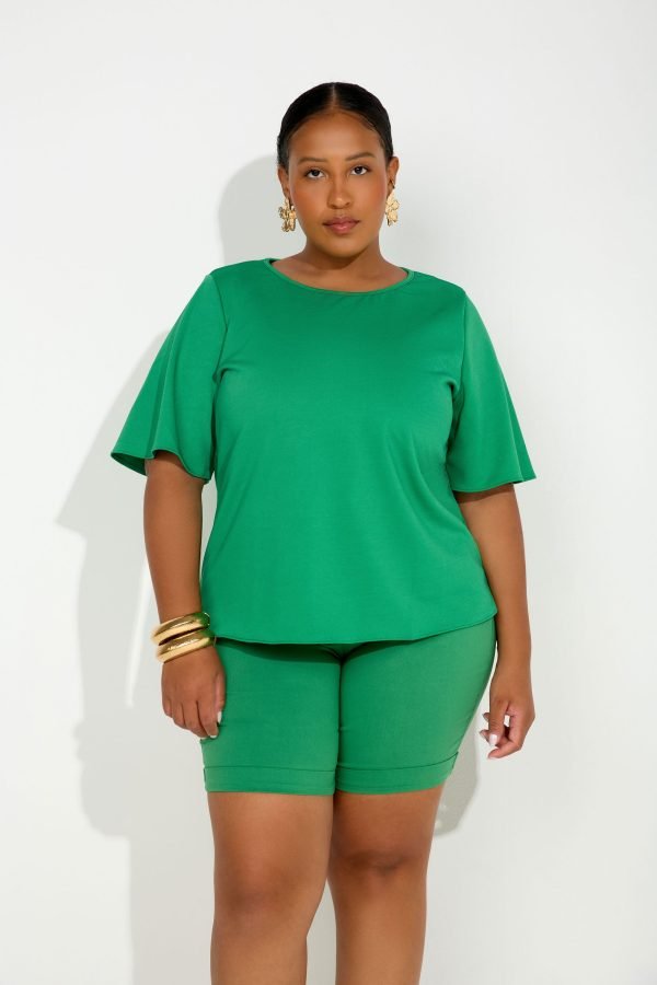 Blusa gola redonda com mangas fluídas