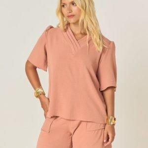 Blusa Decote V Detalhe Manga