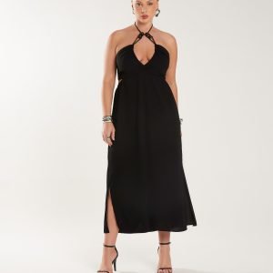 Vestido Midi Detalhe Cordão