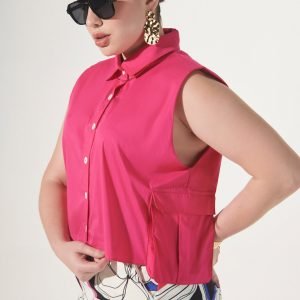 Camisa Cropped com Bolsos Cargo Laterais