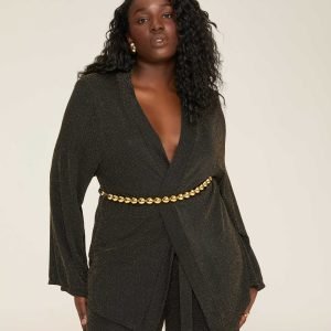 Cardigan Lurex Ombreira Faixa