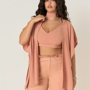 Conjunto Top e Kimono Amplo