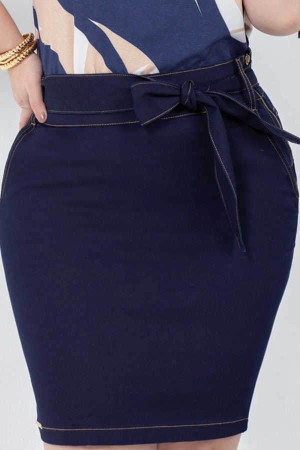 Saia Jeans Classic Bolso Faca Zíper Lateral - Image 3