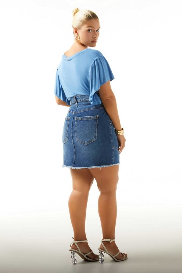 SAIA JEANS COM BOLSO FRONTAL SOBREPOSTO E BARRA DESFIADA - 1010 - Image 3