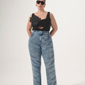 Calça Jeans Diamond Com Termocolante Frontal