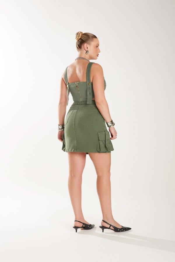 Saia jeans com bolsos sobrepostos cargo - Image 4