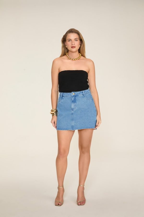Saia Jeans Barra Desfiada