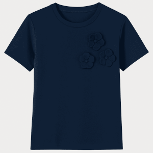 T-Shirt Aplicação Flores 3D