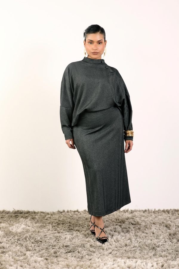 Saia Midi Evasê Tweed
