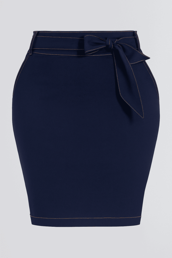 Saia Jeans Classic Bolso Faca Zíper Lateral