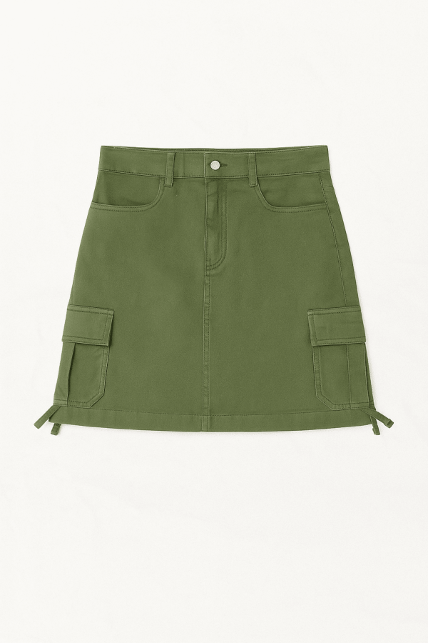 Saia jeans com bolsos sobrepostos cargo